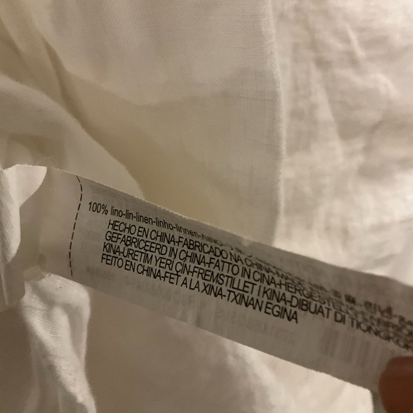 Zara 100% Linen White Button Down Shirt - Picture 4 of 5